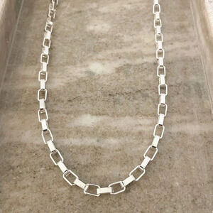 925 Sterling Silver Box Chain Link Necklace Statement Necklace 19 Inches